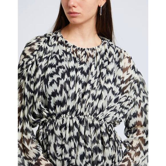 Topshop Gathered Channel Dress Waisted Printed Mini Mono NWT 4 - Picture 2 of 8